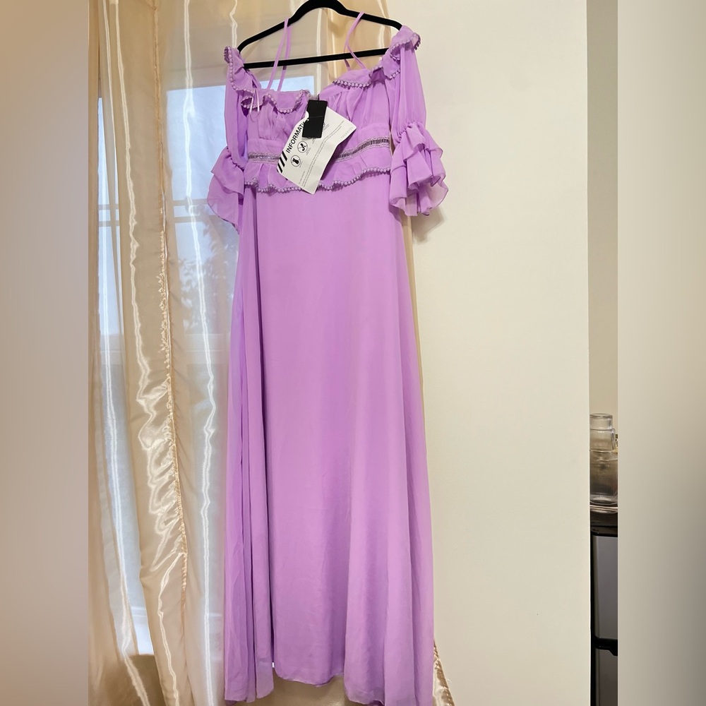 ASOS Purple Ruffled Off-the-Shoulder Gown
